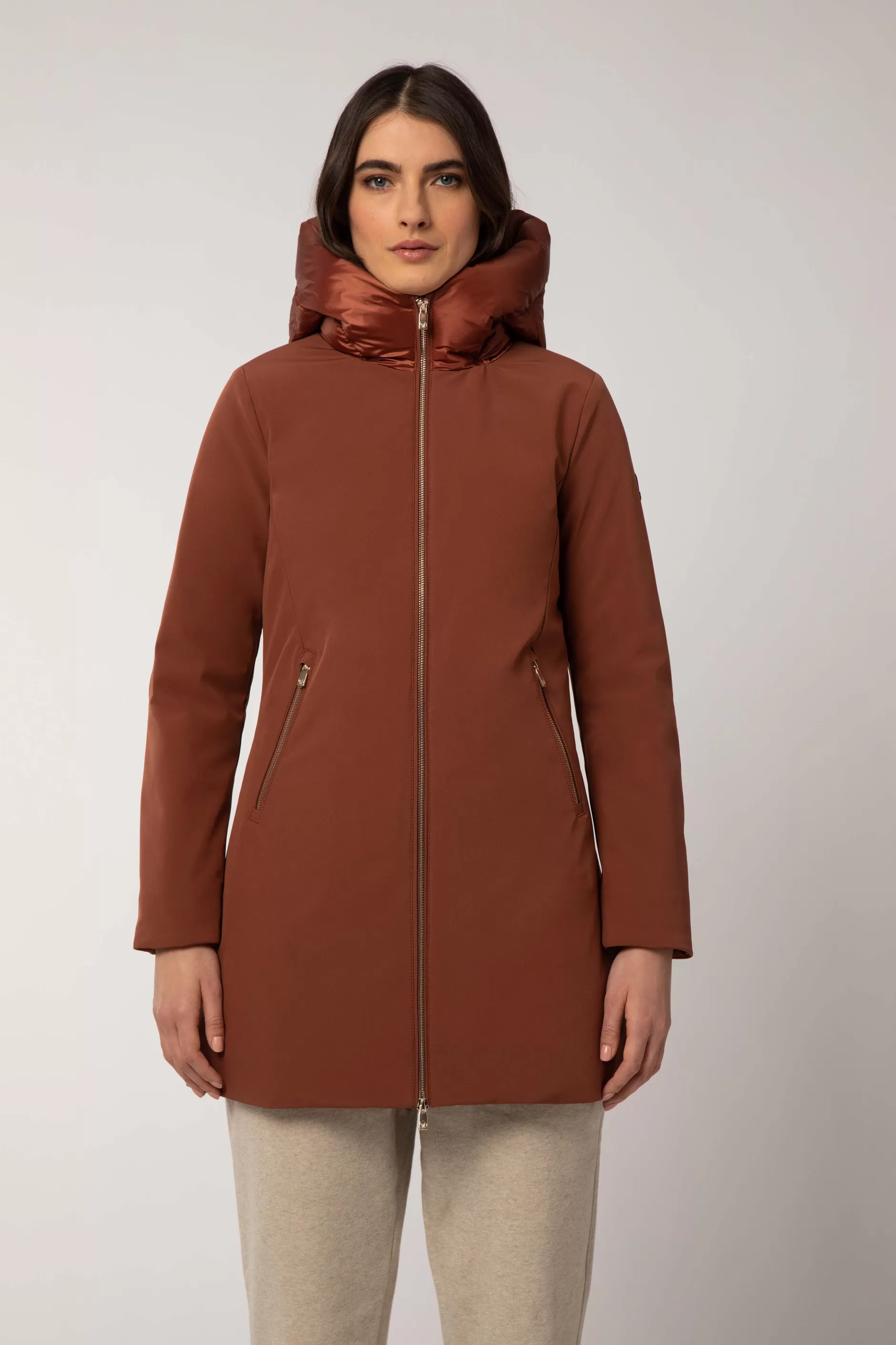 Mire 2.2-Giacca Lunga Color Mattone Con Cappuccio>Ciesse Piumini Best