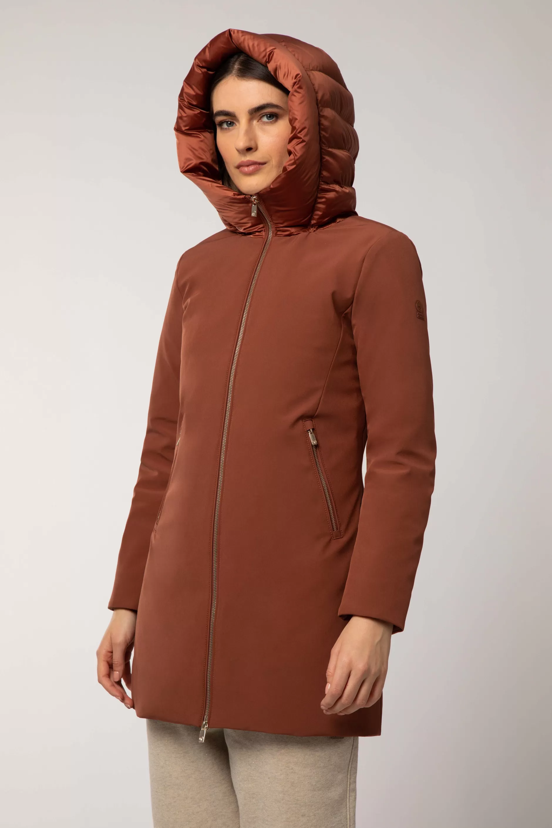 Mire 2.2-Giacca Lunga Color Mattone Con Cappuccio>Ciesse Piumini Best